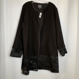 The Limited Collection Black Lace Hem Open Front Jacket Plus Size 2X NWT